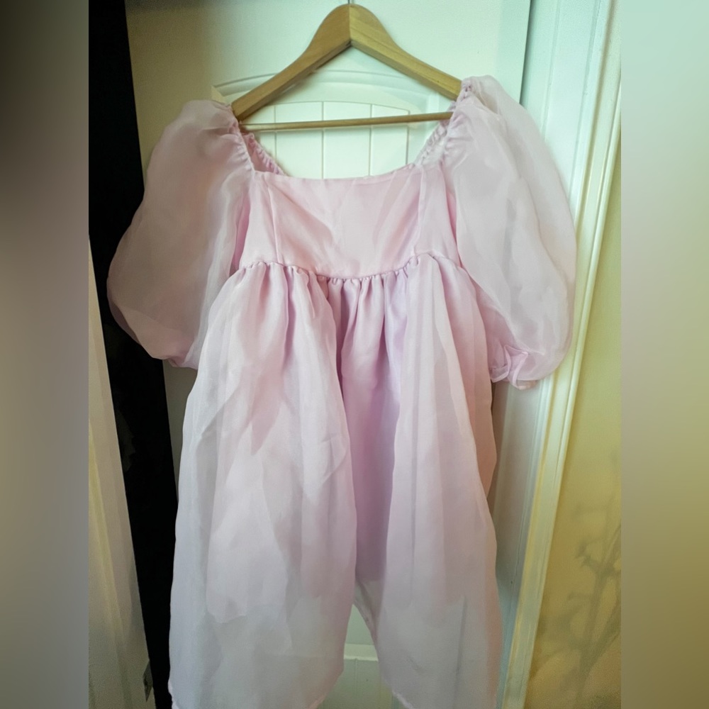 XL Puff Sleeve Light Pink Dress